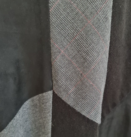 Per Una Midi Skirt Size 16R Black Flippy Panelled Glen Check Cord Lace Boho - Picture 8 of 15